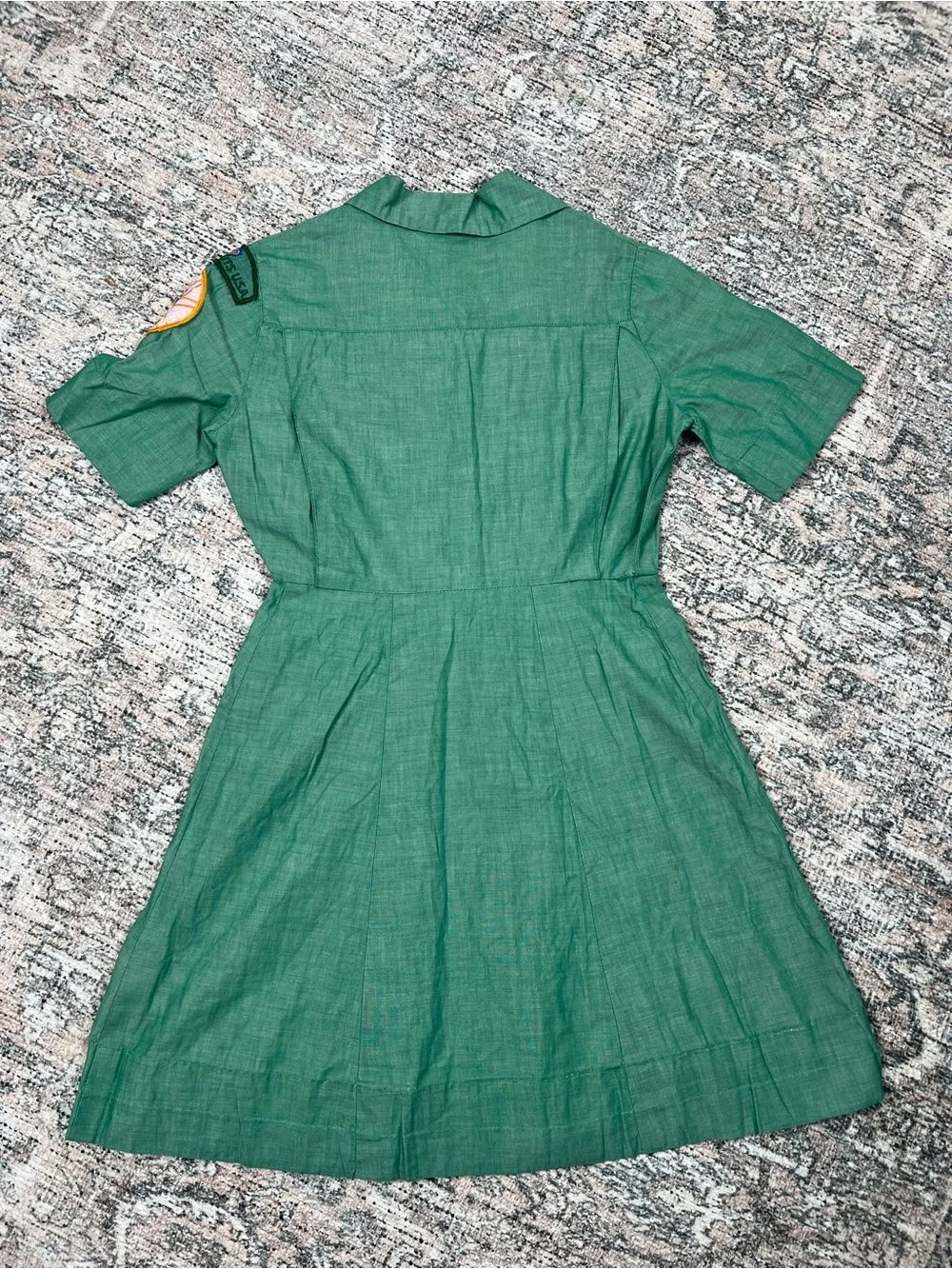 Vintage Official Girl Scout Dress 100% Cotton Green Girls 10/12